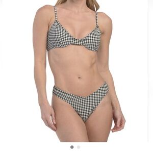 Betsey Johnson Black and White Gingham Bikini Size S